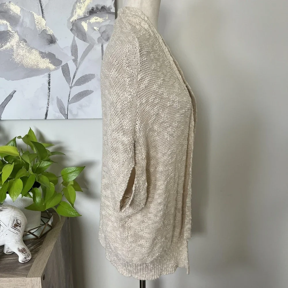 Silence + Noise Cardigan Sweater Womens Small Beige Open Knit Dolman Boho - Picture 4 of 7